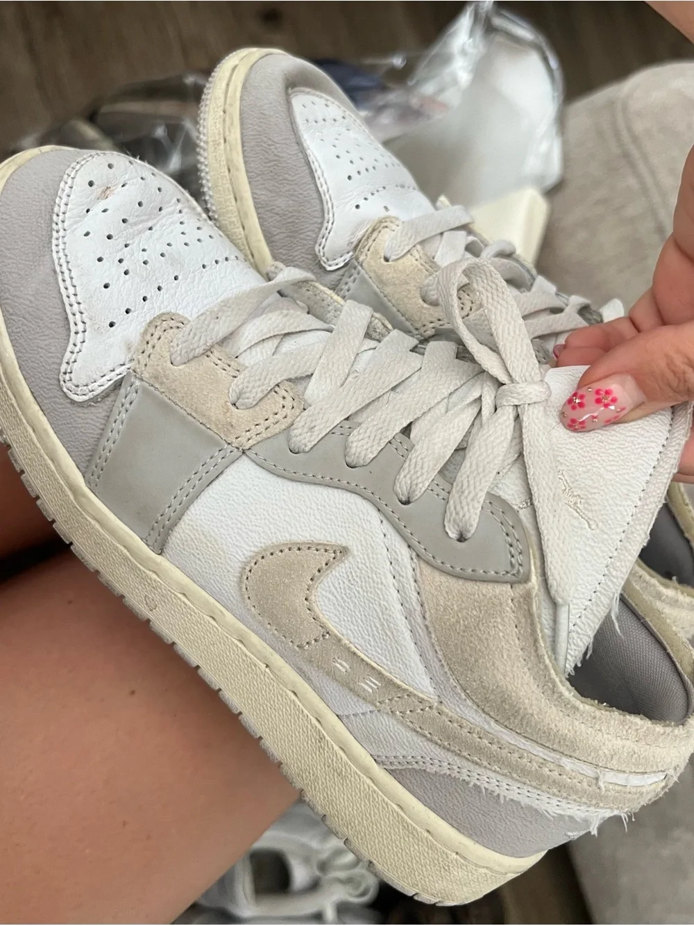 Nike Women’s Low-Top Sneakers in White, Light Gray & Beige